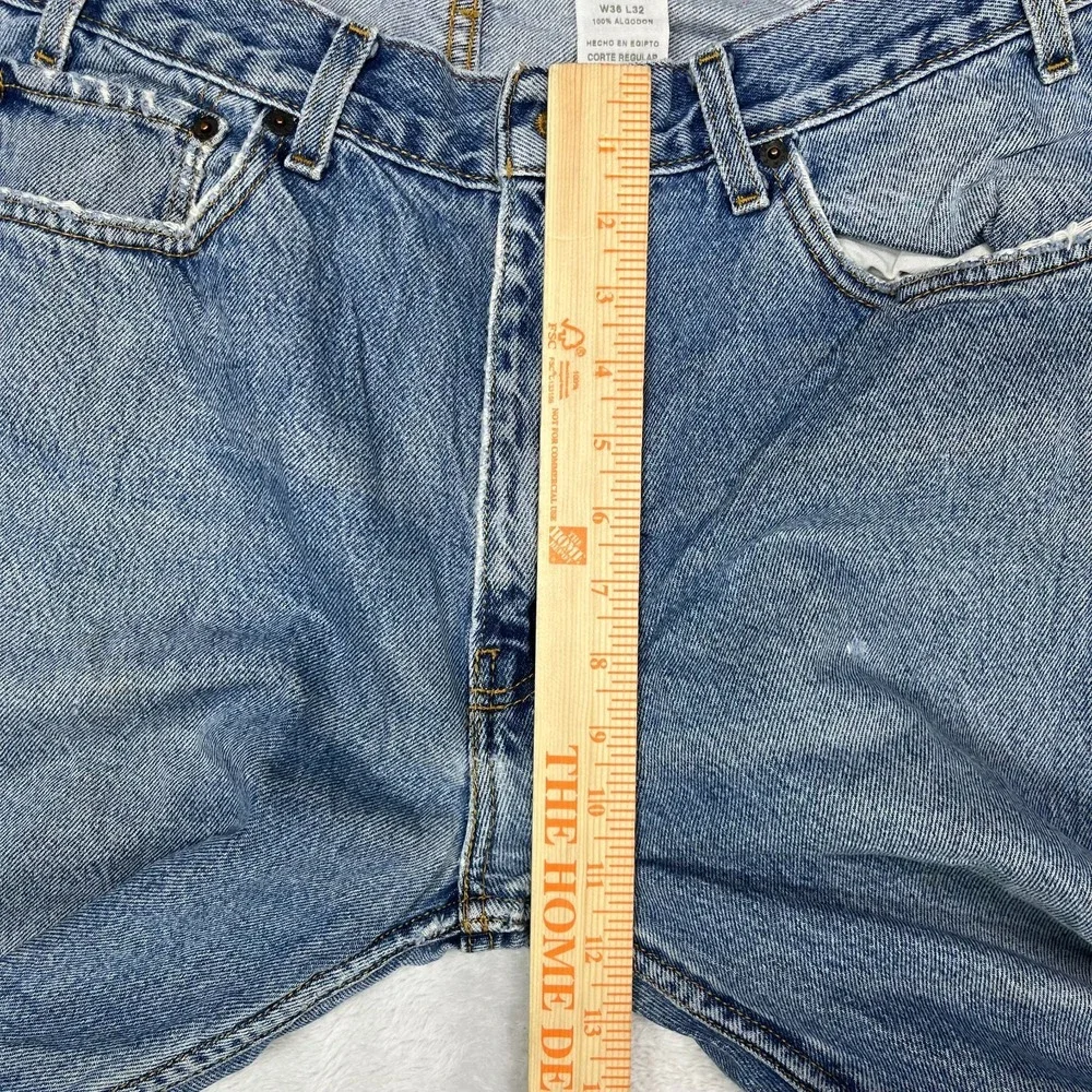 Levi Strauss Signature Jeans Men 35X32 Blue Denim Cotton Pockets Zip Fly - Flaws